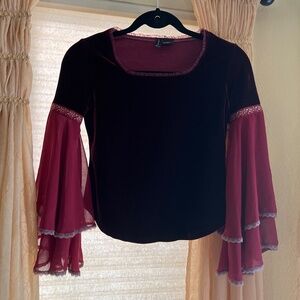 Sweet Army Girl Dressy Velvet Top